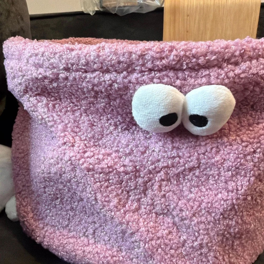 Pink Fuzzy Monster Storage‎ Box with 3D Eyes and Arms #dorm